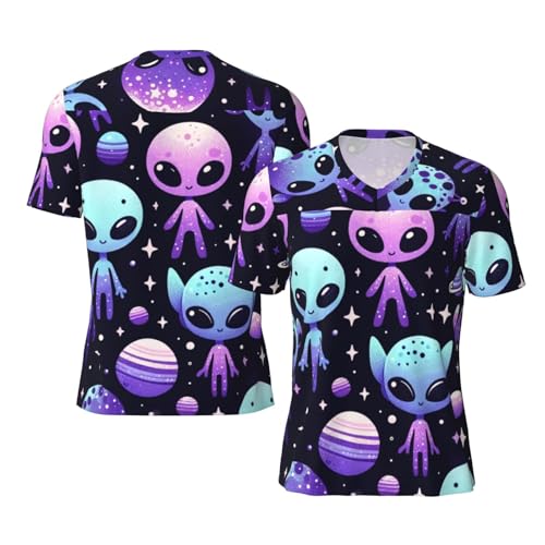 Stylish Athletic Sports Jersey Muffin-Alien-Galaxies Men's Rugby Jersey 3X-Large Black