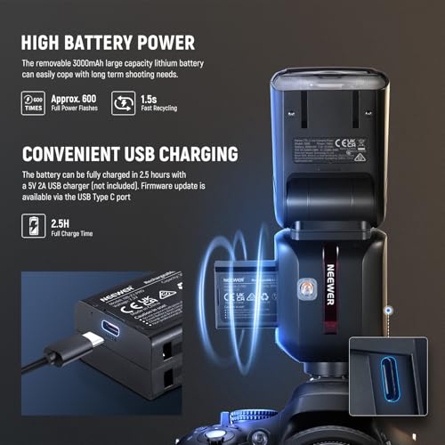 Image of NEEWER Z880-N 2.4G 76Ws i-TTL Camera Flash Speedlite Compatible with Nikon, Compatible with Godox, Upgraded UI Adjustable Modeling Lamp TTL /M Quick Switch TCM Key 1 /8000s HSS 3000mAh 600 Full Power