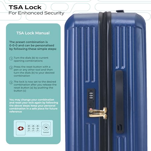 Image of The Midnight Voyager Set of 2 Luggage, Check in Medium 67.5 cm, Check in Large 76 cm, Hard Sided Polycarbonate Trolley Bag, Dual Anti- Theft Zippers, TSA Lock (Storm Blue)