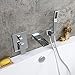 Homary Modern Wall Mounted Bathtub Faucet Waterfall Tub Spout Single Handle Solid Brass Tub Filler with Handheld Shower in Polished Chrome Finish, cUPC Certified