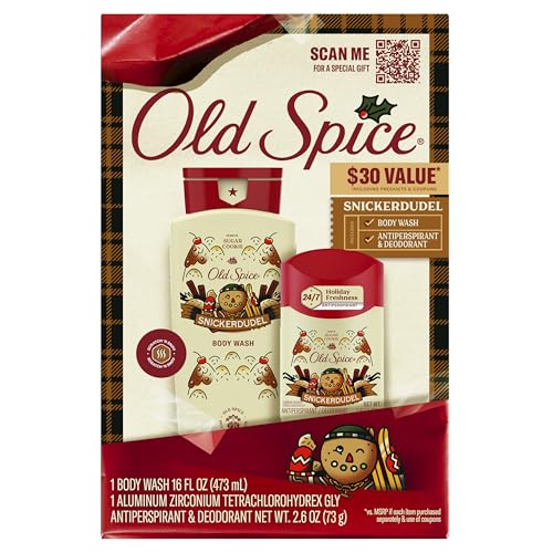Old Spice Body Wash + Aluminum Free Deodorant for Men, Holidudes: Snickerdudel Holiday Pack, 24/7 Holiday Freshness, Gift Box for Him, Snickerdudel Sugar Cookie, 16 oz & 2.6 oz (Pack of 2) - image 1