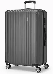 Mala de Viagem Holysun, Rígida, 4 Rodas Giratórias (Cinza, Grande)