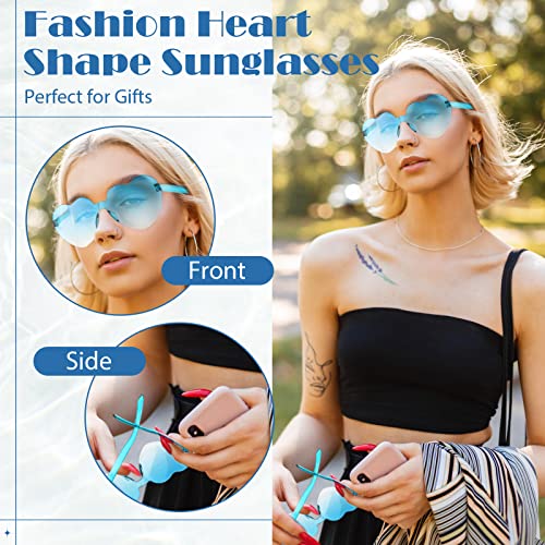 72 Pairs Heart Rimless Glasses Colorful Transparent Frameless Sunglasses Trendy Candy Color Eyewear for Women Bachelorette Cosplay Party Favors Photo Props, 24 Colors4