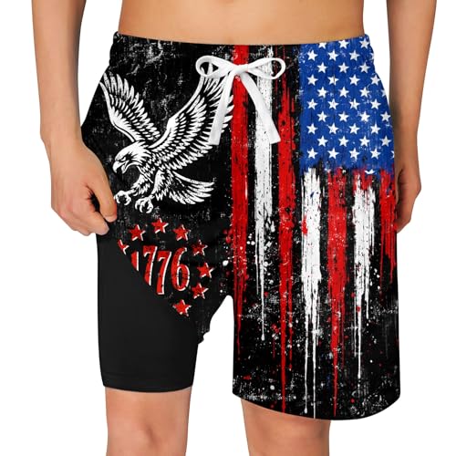 Image of Cozople Boys Swim Trunks Compression Liner Swim Shorts Quick Dry Bathing Suit with Boxer Brief Swimwear 2-20T