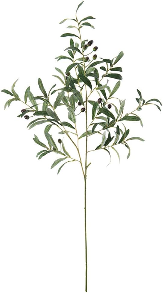 strimusimak 1Pc Realistic Olive Branch with Fruits Artificial Fake Plant Decoration for Home Photography Props - Green