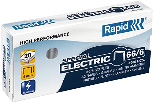 Agrafes électriques Rapid 66/6 boîte de 5000 agrafes en acier galvanisé pour bureau