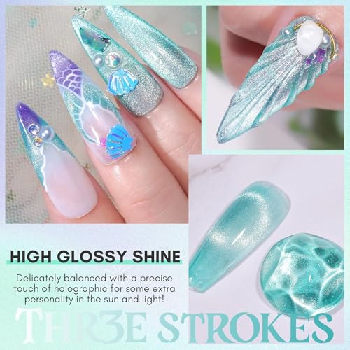Image of THR3E STROKES 9D Glitter Cat Eye Magnetic Nail Polish Art Manicure DIY at Home Soak Off UV 7.5ML (CE5, 7.5ML)
