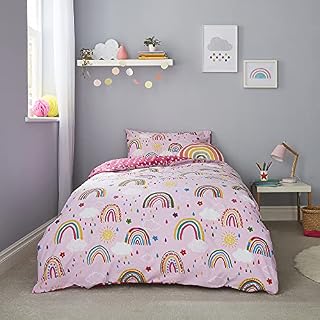 Silentnight Rainbow Healthy Growth Kids Reversible Soft Easy Care, Boys Girl Duvet Cover Bedding Set with Pillowcase - Single (135 cm x 200 cm)
