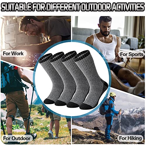 Proetrade Merino Wool Hiking Socks For Men & Women Thermal Warm Winter Crew Thick Cushion Boot Work Stockling Stuffers Gift Socks 4 Pairs (Black，L #TOP5