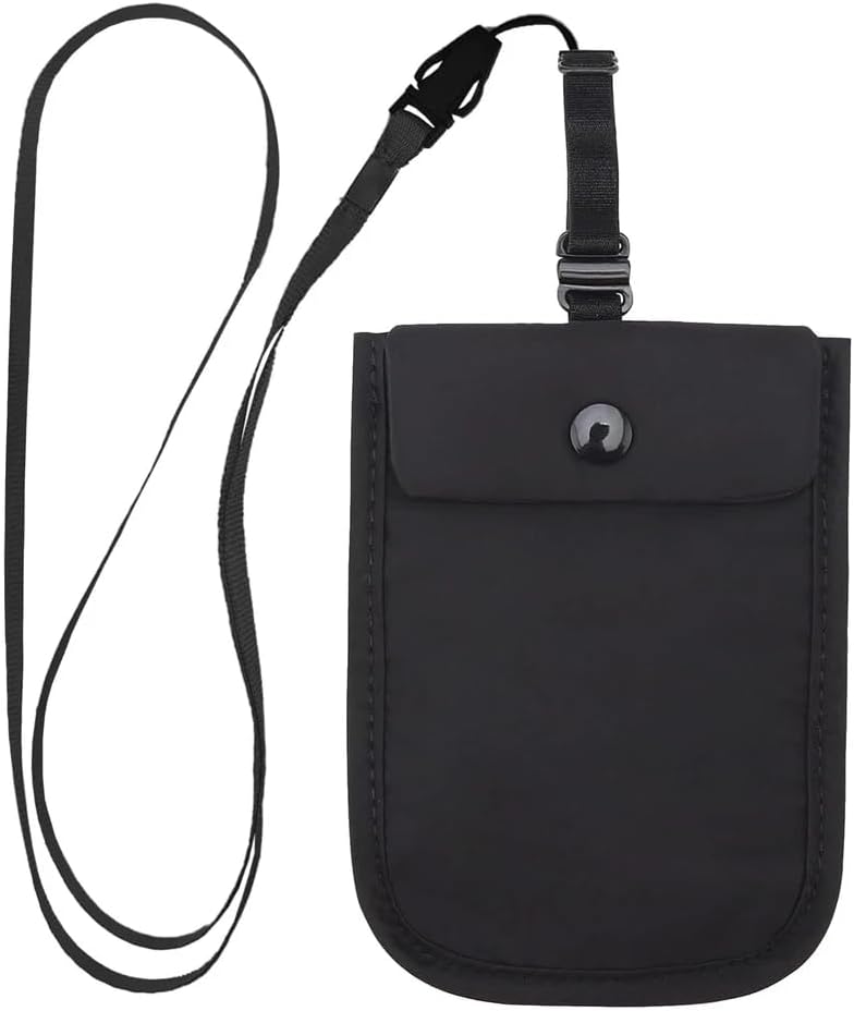 1Pc Black Hidden Undercover Travel Bra Wallet for Women, Washable Bra Wallet, Secret Stash Pocket for Credit Cards, Money, Valuables with Adjustable Elastic Strap