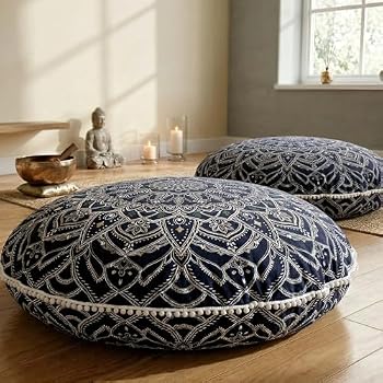 2 IN 1 INSERT AND COVER: This round white pillow insert is the perfect fit with this mandala cover. Purchasing both separately often results in the lesser quality of one so you not only save time but your product is consistent as well. This cushion i...