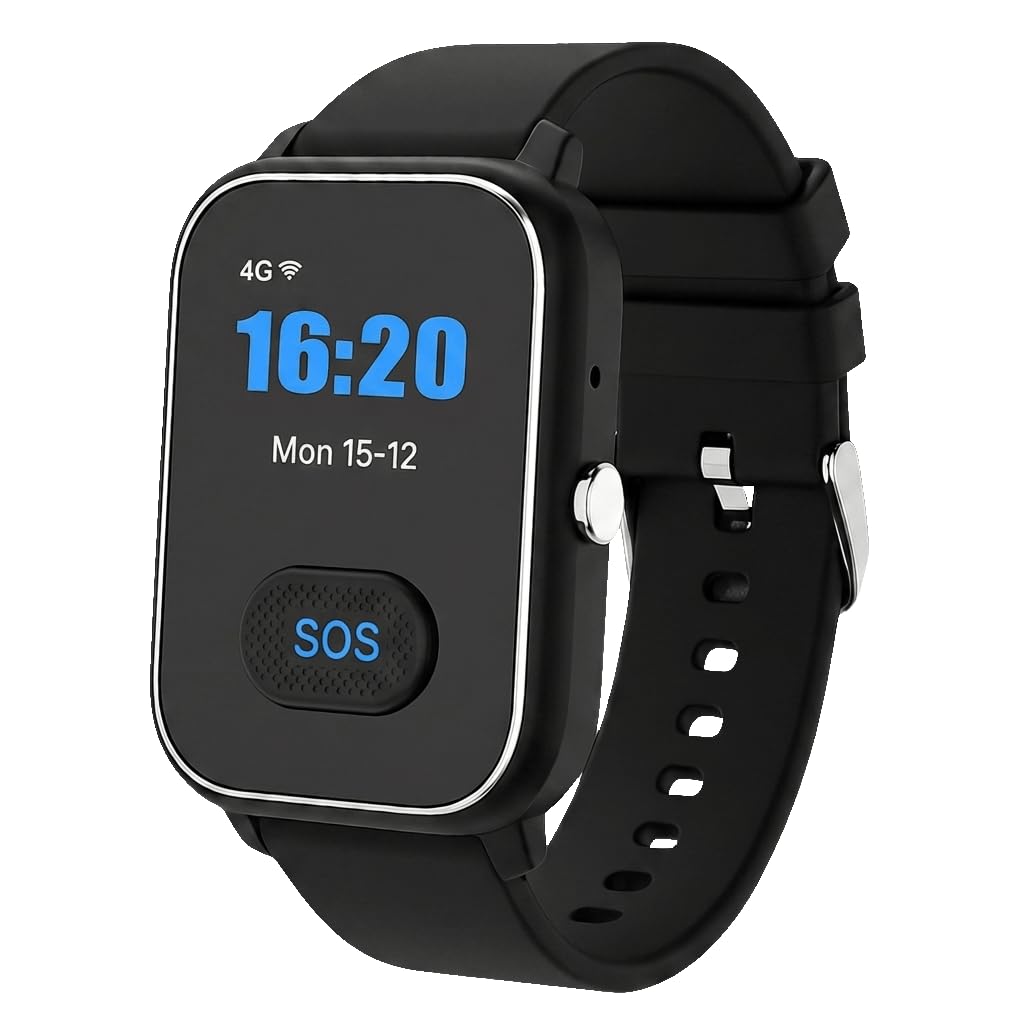 KUUS. S4 Notruf Uhr mit Sturzerkennung - Notrufknopf für Senioren - GPS Tracker Senioren mit Ortung. Senioren Smartwatch mit SIM Karte ohne Handy - Demenz Uhr Hilfsmittel Notfallarmband Erwachsene