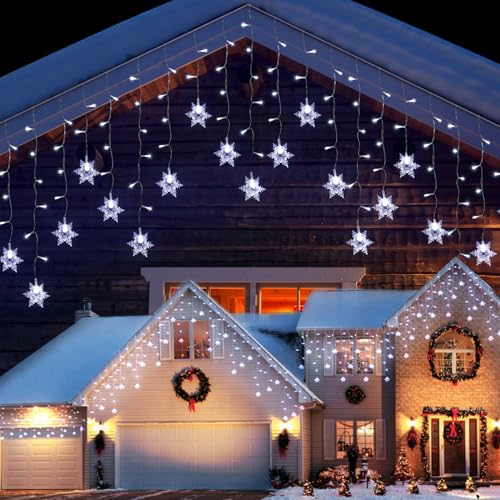 Icicle Lights Outdoor, 33 FT 400 LED Christmas Lights with 60 Drops, Waterproof Connectable Icicle Christmas Lights Outdoor with Remote and Timer, 8 Light Modes Christmas Decorations for Roofline Icicle Lights Outdoor, 33 FT 400 LED Christmas Lights with 60 Drops, Waterproof Connectable Icicle Christmas Lights Outdoor with Remote and Timer, 8 Light Modes Christmas Decorations for Roofline