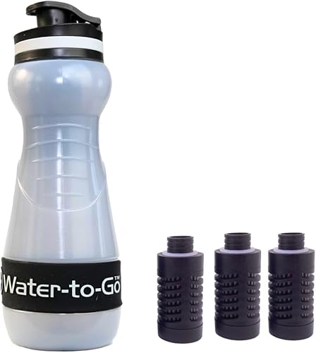 Botella de filtro de agua (18.5 oz55cl) perfecta para senderismo, camping, viajes y supervivencia, bioplástico ecológico, incluye filtro purificador