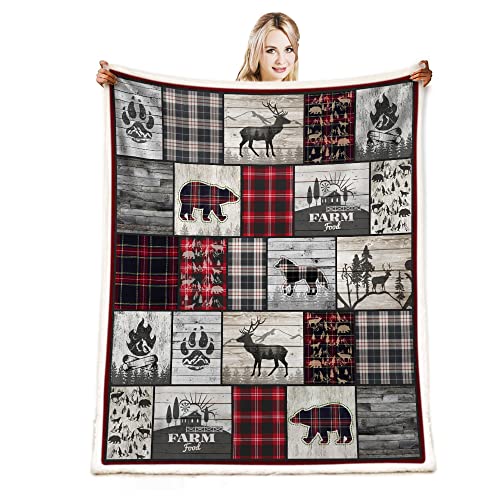 Wolf-Bear-and-Deer-Throw-Blanket-Rustic-Cabin-Decor-Woodland-Blanket-Plaid-Christmas-Blanket-Gifts-for-Women-Southwestern-Farmhouse-Decor-for-Couch-Bed-Livingroom Wolf Bear and Deer Throw Blanket Rustic Cabin Decor Woodland Blanket Plaid Christmas Blanket Gifts for Women Southwestern Farmhouse Decor for Couch Bed Livingroom