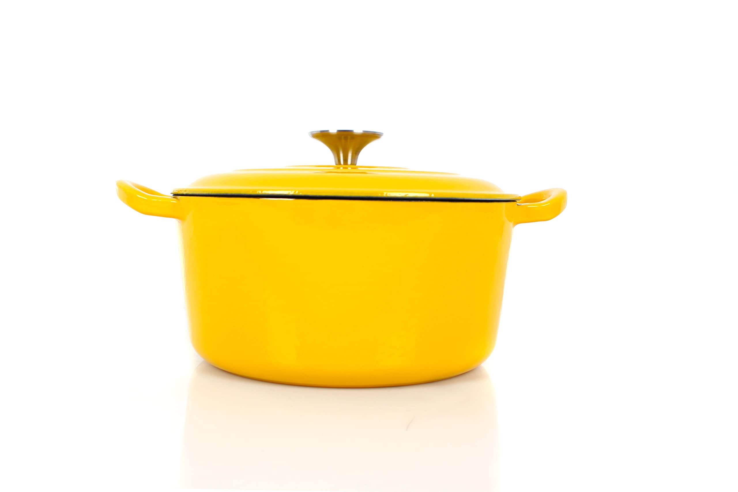 Casseruola in ghisa Echtwerk con rivestimento in smalto, pentola in ghisa, padella per arrosti con coperchio, teglia rotonda per pane, adatta per forni, griglie, barbecue e induzione, giallo, 3,5 L