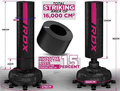 Image of RDX XXL 330LBS Freestanding Punching Bag with Cover & Gloves - 72 inch Adult Heavy Pedestal Punch Bag Set - 17 Suction Cup 8 Extended Legs Stand Base - Kick Boxing MMA Home Gym Fitness