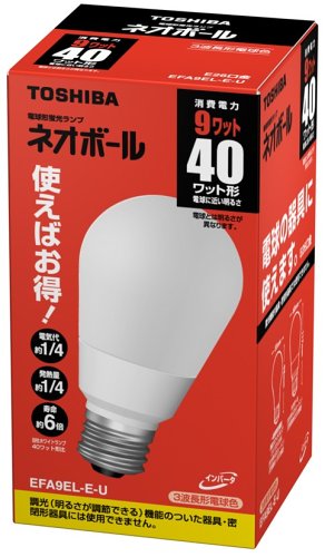 東芝 ネオボール 電球形蛍光ランプ 電球40ワットタイプ 電球色 EFA9EL-EU