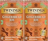 Twinings Gingerbread Joy Holiday Tea, Black Tea Naturally Flavored with Cinnamon and Ginger, Tea Bags Individually Wrapped, 20 Count Ea (Pack of 2)