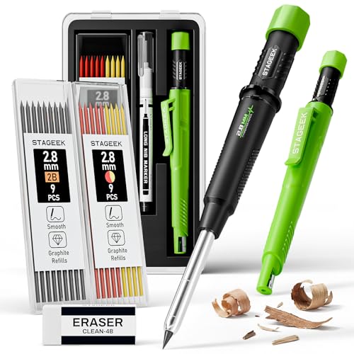 STAGEEK 2.8mm Mechanical Carpenter Pencils with Sharpener Storage Case