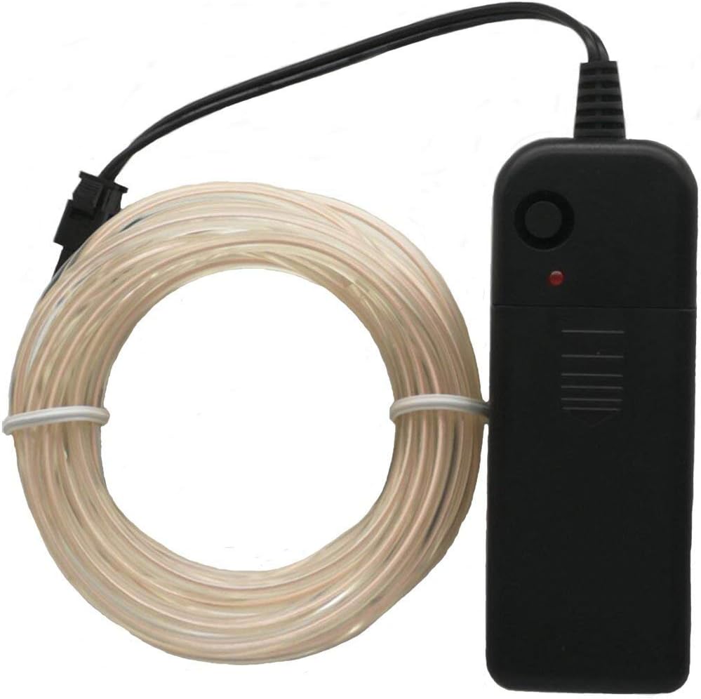 REES52 3M Glowing EL Wire with Battery Pack (White, 3M)