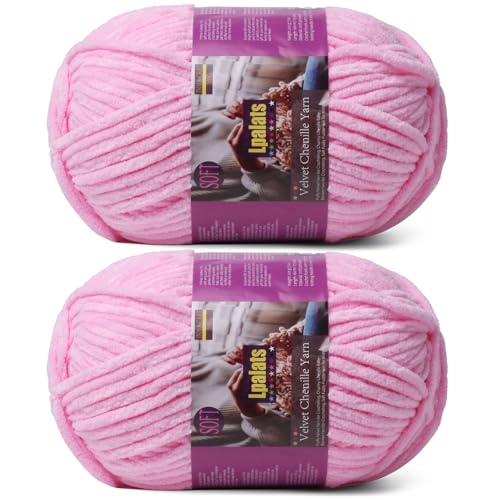 Image of Chunky Chenille Yarn for Crocheting, Pink Fluffy Blanket Yarn for Crochet