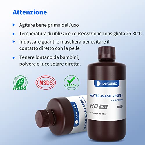 Resina Lavabile in Acqua Plus, ANYCUBIC Resina