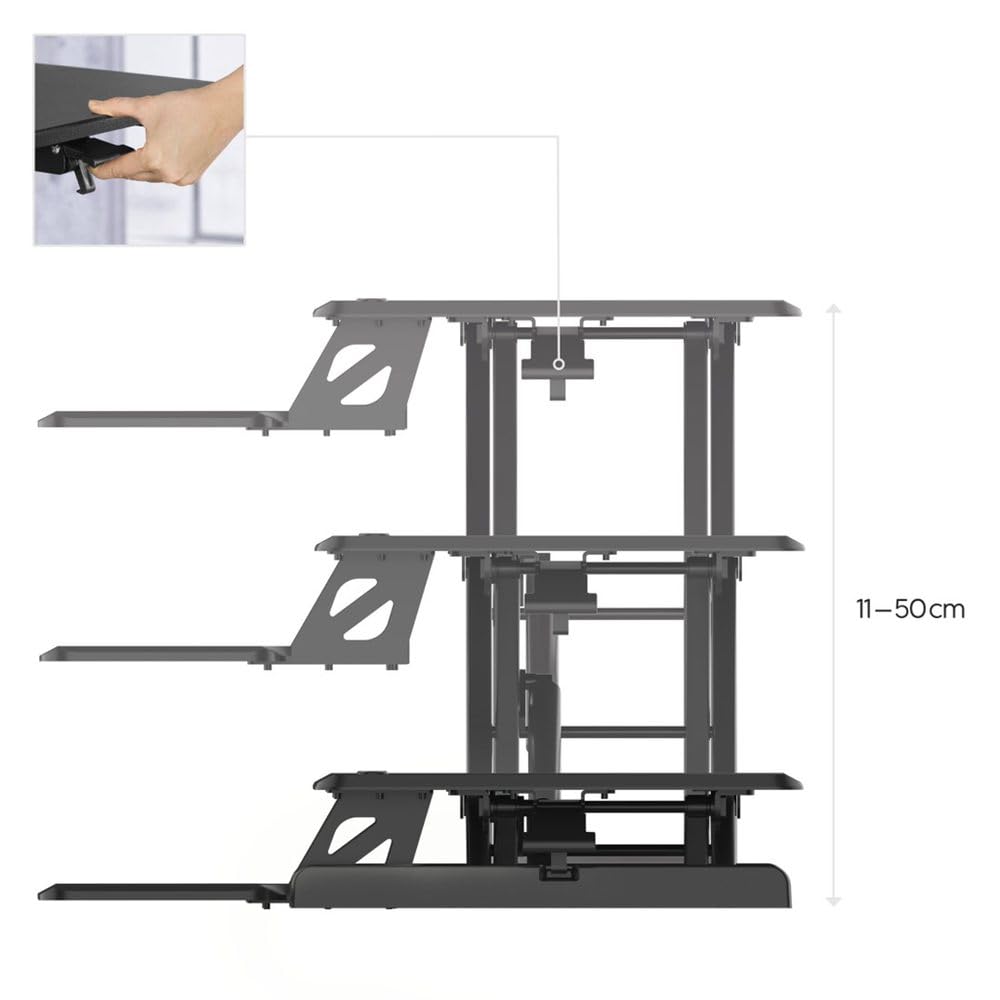 Hama Réhausseur de Bureau Ajustable en Hauteur, 80 x 40 cm, Noir