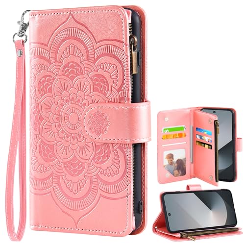 Étui portefeuille en cuir PU à fleurs pour Samsung Galaxy Z Fold 5 avec rabat