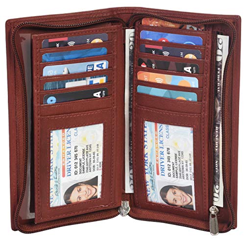 LeatherBoss Checkbook Holder Wallet with All Around Zipper and Pull Out Checkbook