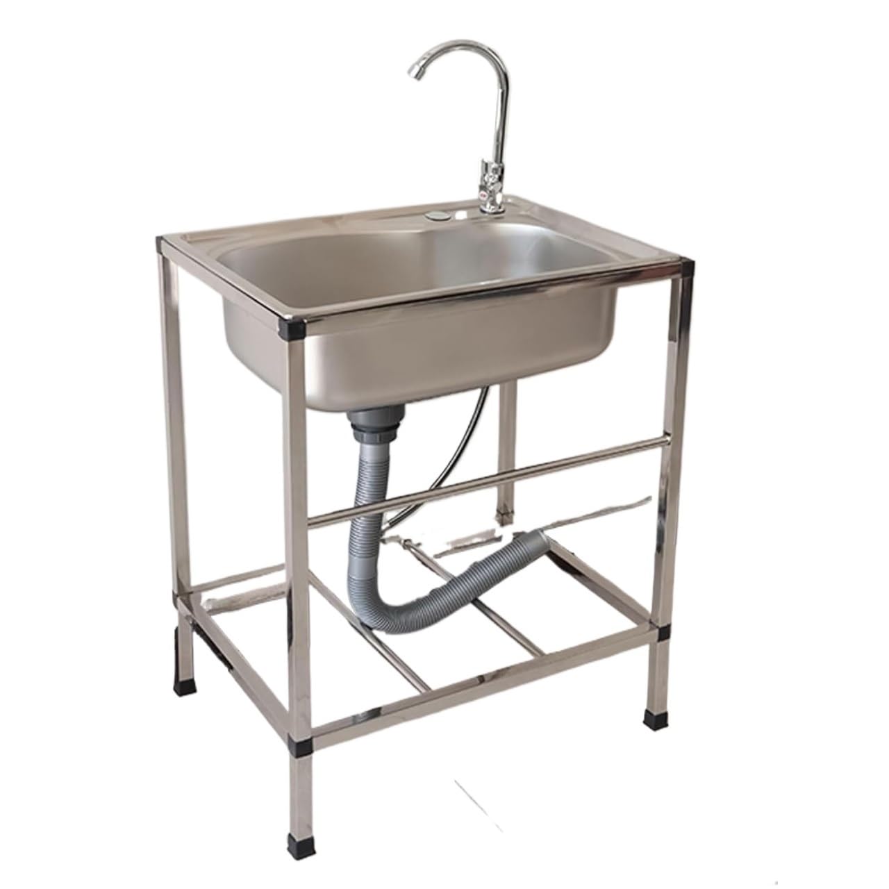 ZQFHSX Stainless Steel Kitchen Sink Free Standing， Standing Commercial Single Bowl Utility Sink(52x38x75cm)