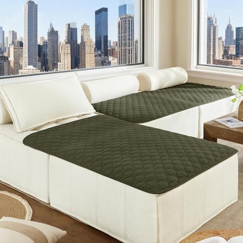 Image of gogobunny 100% Double Sided Waterproof Dog Blanket Soft Pet Bed Cover Reversible Protect Furniture Couch Sofa Car for Puppy Cat Kids (Dark Olive /Light Olive, 40x50 Inch (Pack of 1))