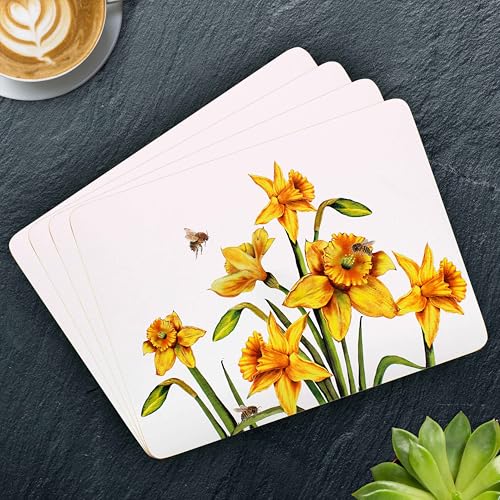 Lesser & Pavey Sarah Boddy Bee-Tanical Daffodil Placemat Set of 4 For Dining, Yellow - Image 3