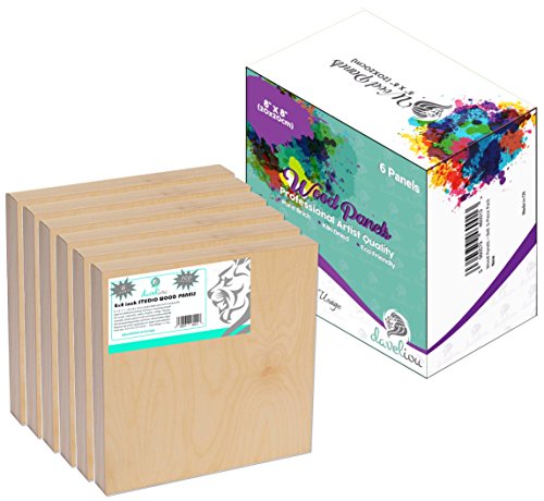 Daveliou 8”X8” Wood Canvas Boards For Painting, Arts, Crafts, Wood Burning, Shadowbox, Oils, Acrylics, And More (6 Pack) #TOP2