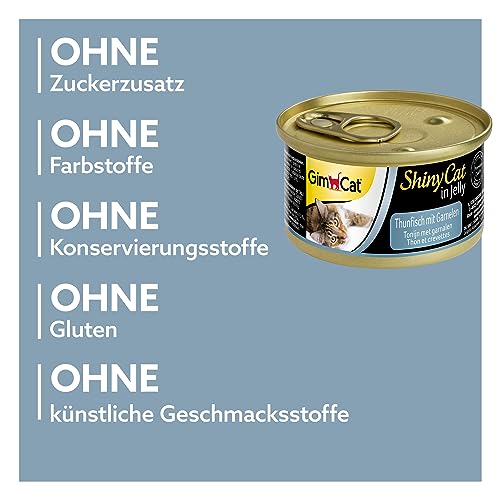 GimCat ShinyCat in Jelly Thunfisch mit Garnelen - Nassfutter mit Fisch und Taurin für Katzen - 24 Dosen (24 x 70 g) 4