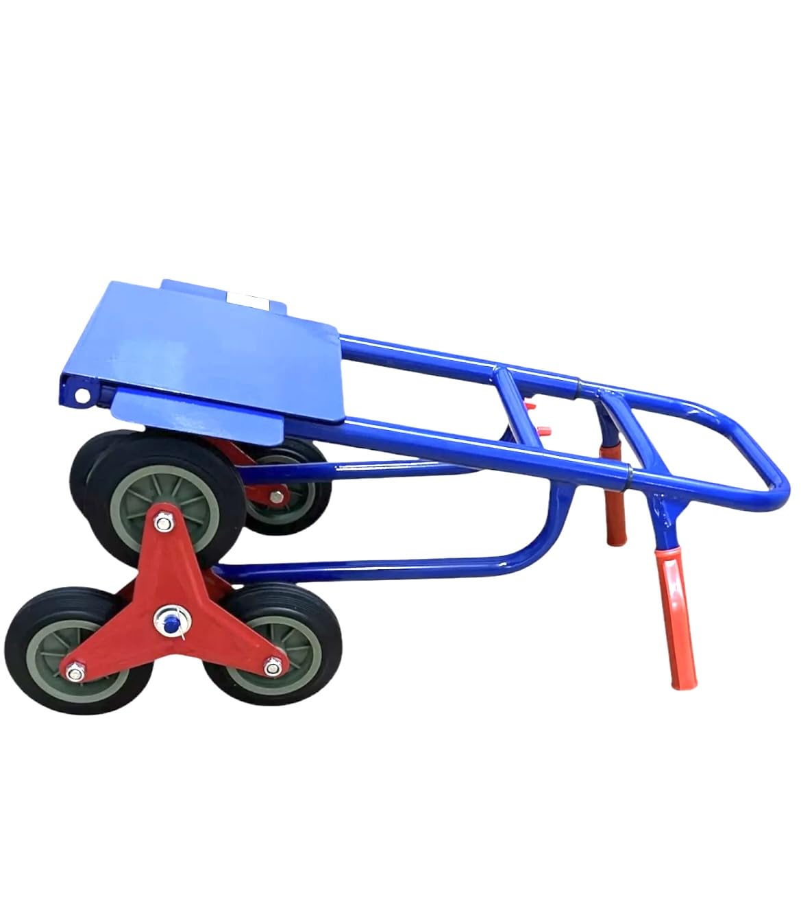 Treppensteiger Klappbar, max. 200 kg, Sackkarre, Pulverbeschichtet Blau Ideal für Treppe Logistik Transport Flexibel lagerbar Höhenverstellbar 6X Vollgummi Reifen - Klappbare Treppensackkarre
