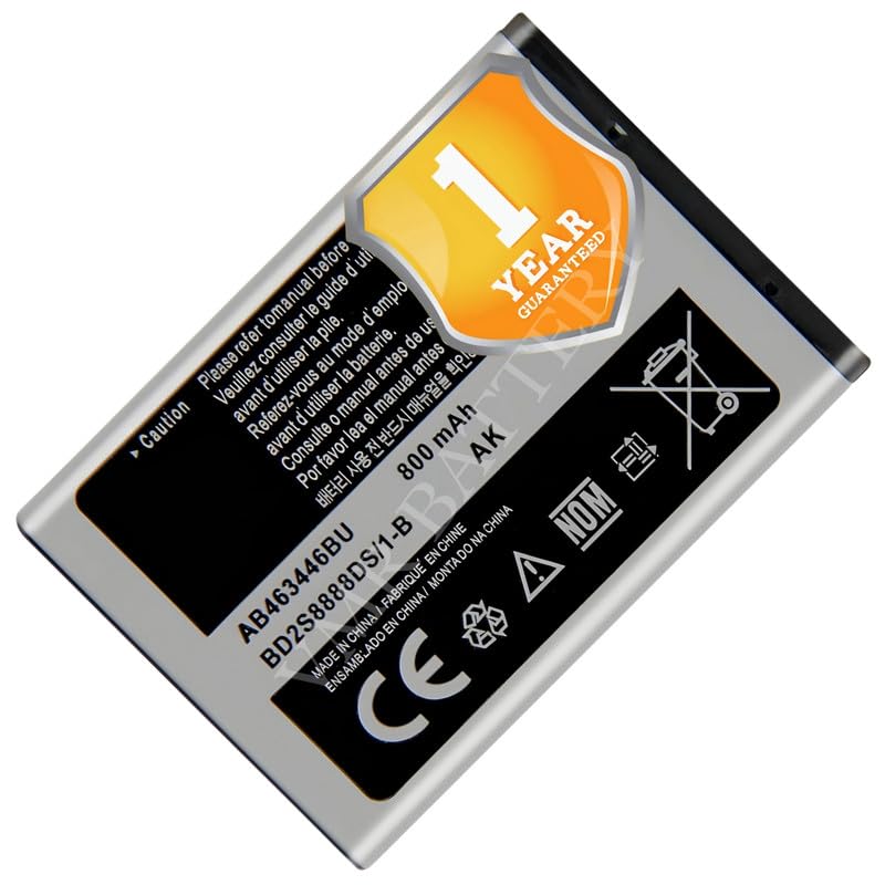 Image of Original AB463446BN Battery Compatible for Samsung Guru X200 GT-E1200Y C512 X208 1258 1250 S3030 E3100 S5150 X210 X160 S208 F519 - (800mAh) - 1 Year Warranty K7