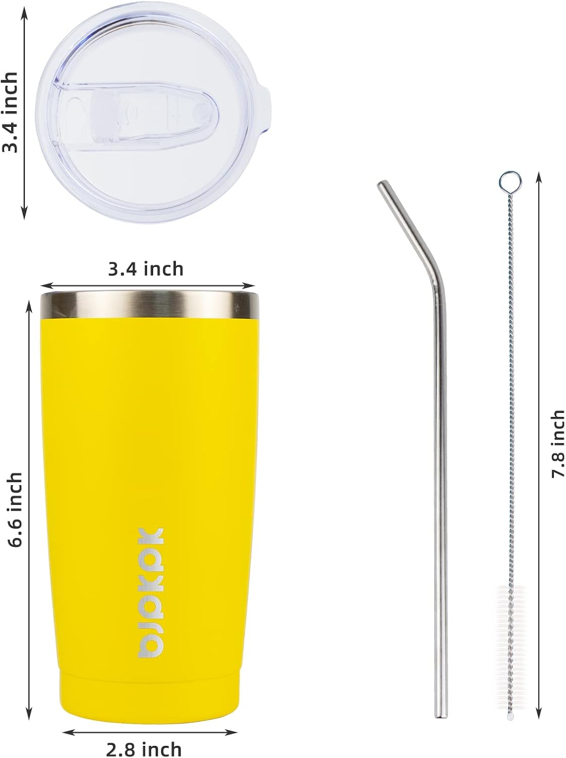 BJPKPK 20oz Coffee Tumbler with Lid & Straw, Insulated Stainless Steel Mug image 3
