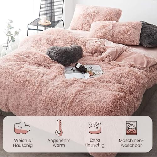 Sacebeleu Kissenbezug 80x80cm 2er Set Plüsch Biber Flanell Flauschig Zierkissenbezug Kissenhülle Doppelpack Altrosa Rosa Winter… – Ansicht 2