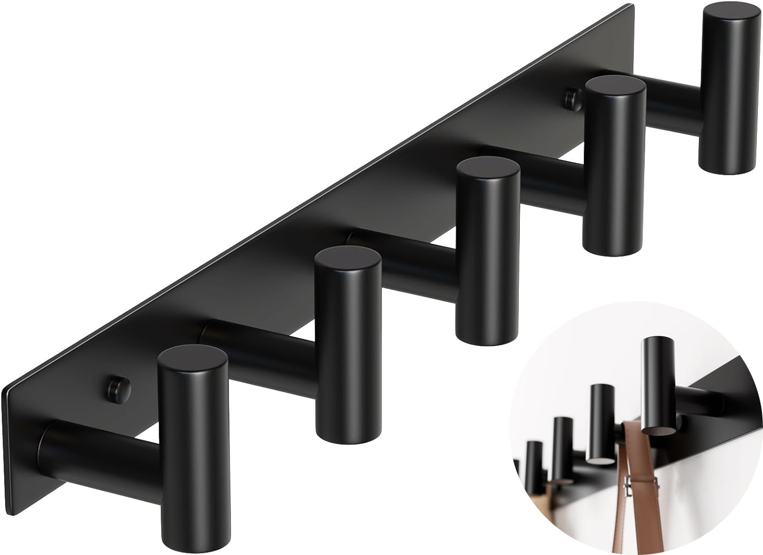 Black Coat Hooks Wall Mounted, 304 Stainless Steel Wall Mounted Coat Rack