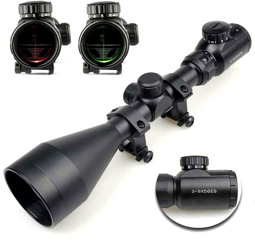 Topolenashop Mirino Ottico 3-9x56EG per Fucile e Carabina, Nero, Reticolo Illuminato