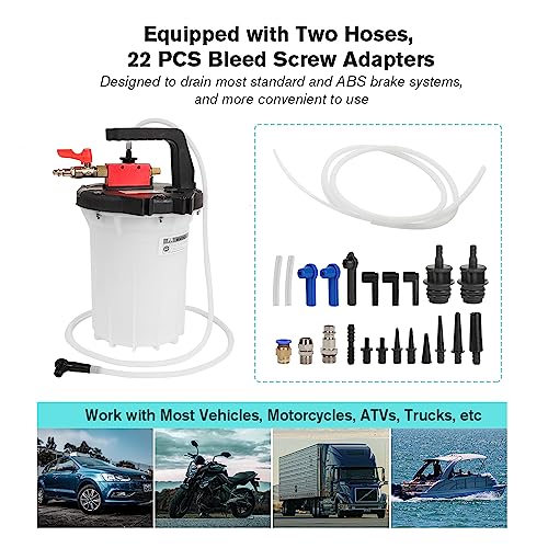 WNZ Brake Bleeder Brake Bleeder kit Brake Bleeder Pump Brake Bleeding ki 3 liters with 20PCS Adapter and 1 Liter Refill Bottle, Suitable for All Models (Pneumatic Models)