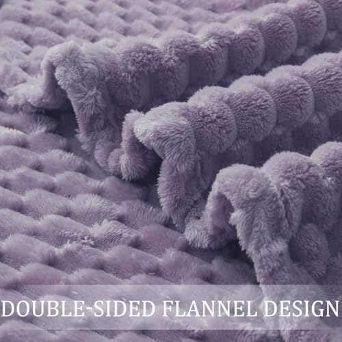 Image of Exclusivo Mezcla 3D Fleece Twin Size Blanket for Bed, Grayish Purple | Extra Soft Fuzzy Plush Lightweight Bed Blankets, Cozy Fluffy Decorative Blankets for All Seasons, 90x66 Inches