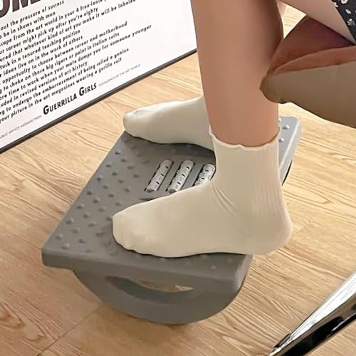 Descanso para pies oscilante ergonómico con rodillos masajeadores, ángulo ajustable, soporte postural antideslizante, taburete para pies gris miniatura 5