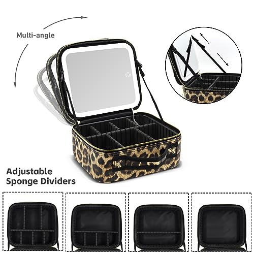Jadazror Makeup Bag with Light Up Mirror