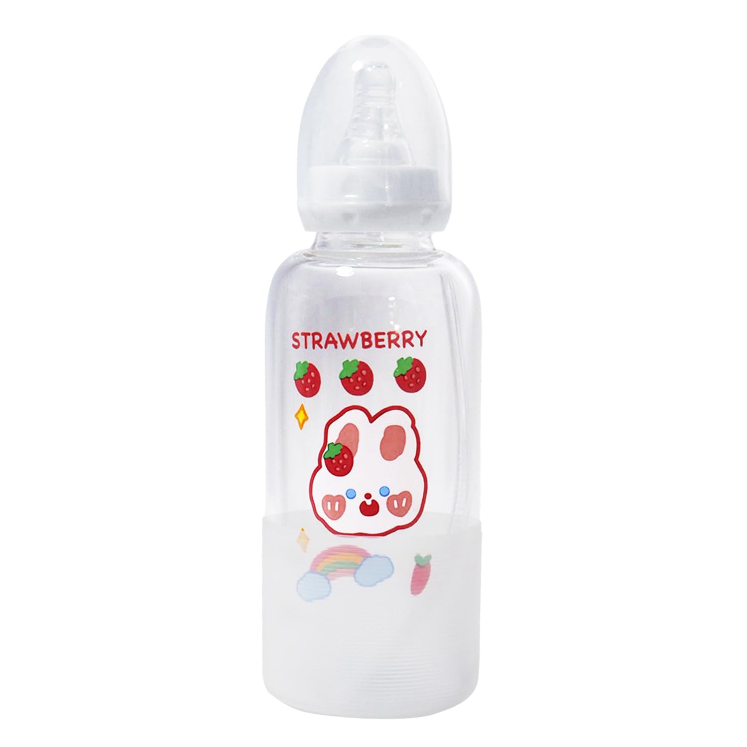 CutiePlusU Adult Glass Feeding Bottle 400ML Silicone Teat BPA Free