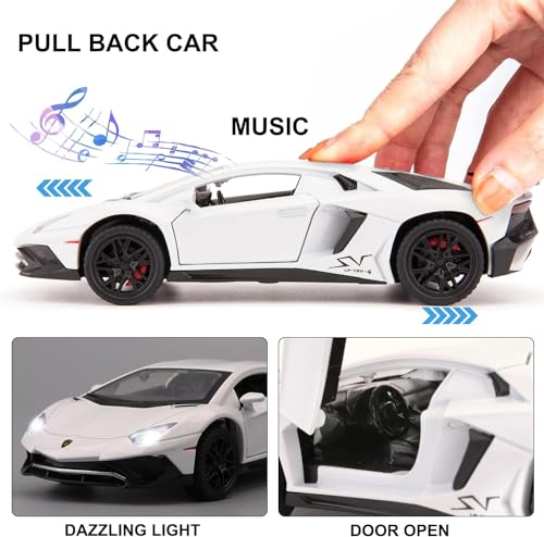 Image of Kids Toy car Playsets 1:32 Diecast Metal Car LP750 Toy Car for Kids Pull Back Metal Cars with 4 Openable Doors Light and Musical Sound (Multi)