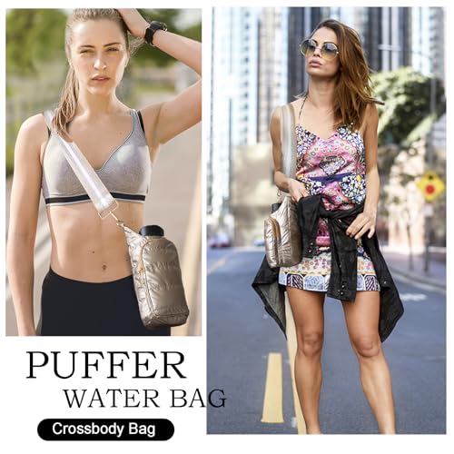 Puffer Water Bottle Holder Quilted Hydrobag Sports Pouch Bag with Adjustable Shoulder Strap Flask Sling Bag2