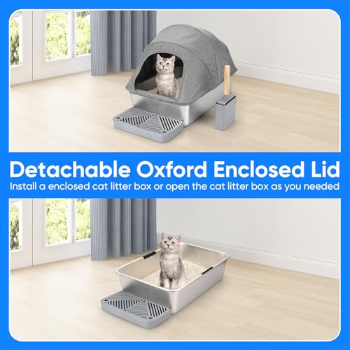 Caja sanitaria cerrada para gato acero inoxidable 24x16x16 in miniatura 7
