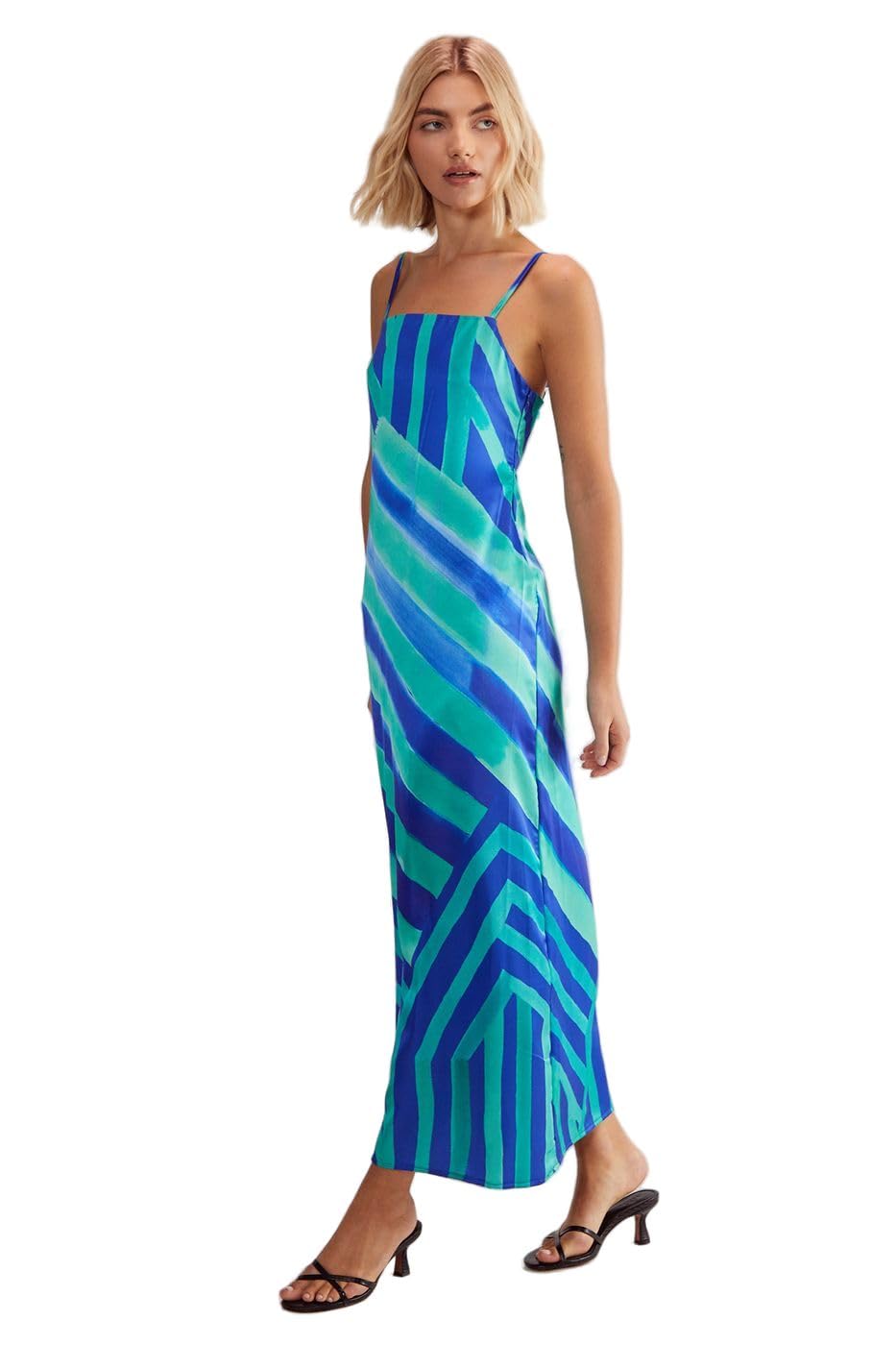 Photo 1 of Nasty Gal Satin Stripe Tie Back Maxi Slip Dress